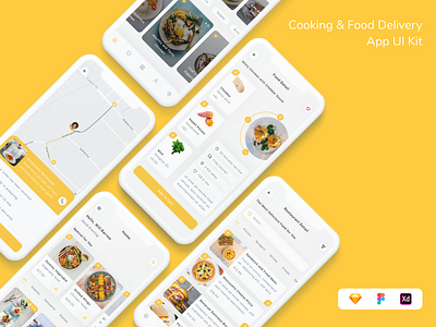 Cooking & Food Delivery App UI Kit app cooking delivery design food food delivery recipe ui ui design ui kit ux