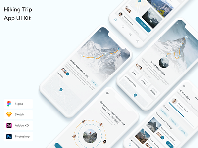 Hiking Trip App UI Kit app booking hiking map travel trip ui ui design ui kit ux