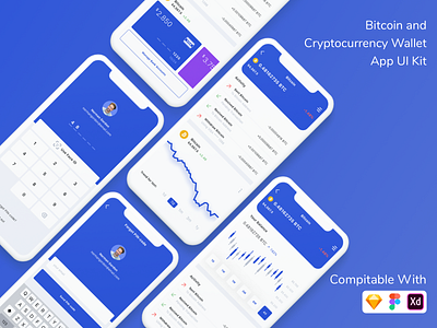 Bitcoin & Cryptocurrency Wallet App UI Kit app banking bitcoin blockchain crypto cryptocurrency currency finance ui ui design ui kit ux wallet