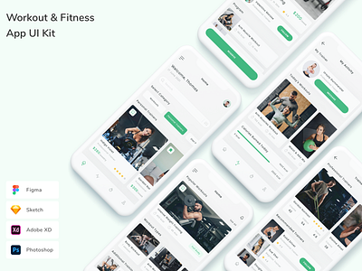 Workout & Fitness App UI Kit app cardio fitness pilates sport ui ui design ui kit ux workout workout center yoga
