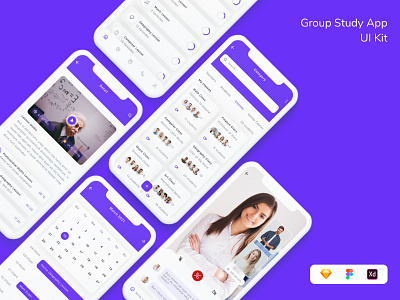 Group Study App UI Kit app education group study lesson online education ui ui design ui kit ux