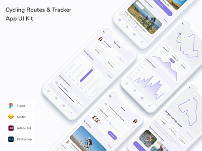 Cycling Routes & Tracker App UI Kit app cycling routes tracker ui ui design ui kit ux