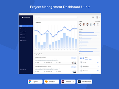 Project Management Dashboard UI Kit admin crm dashboard hrm management manager panel project