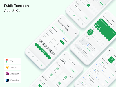 Public Transport App UI Kit app gprs gps map public transport ui ui design ui kit ux