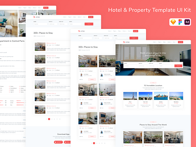 Hotel & Property Template UI Kit hotel landing page property ui ui design ui kit ux web