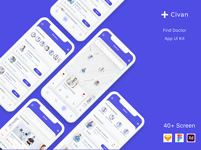 Civan - Find Doctor App UI Kit app appointment calendar clinic dentist design doctor find doctor medical ui ui design ui kit ux