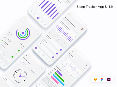 Sleep Tracker App UI Kit app design sleep sleep tracker tracker ui ui design ui kit ux