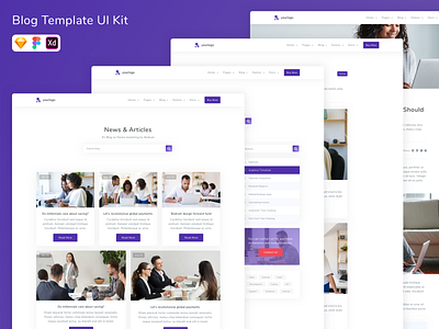 Blog Template UI Kit blog design landing page template ui ui design ui kit ux web web design