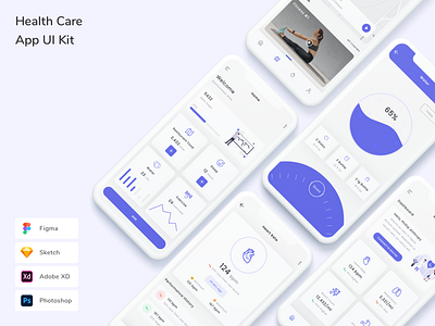 Health Care App UI Kit app design heallthy life health health care healthy ui ui design ui kit ux