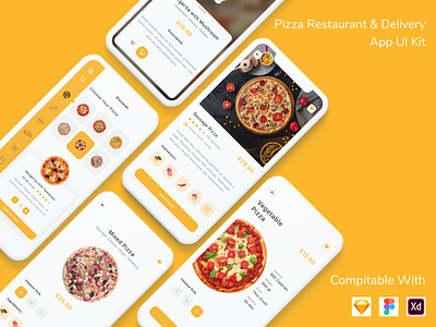 Pizza Restaurant & Delivery App UI Kit app cook cooking deliver design food food delivery gprs gps map pizza pizza delivery restaurant ui ui design ui kit ux