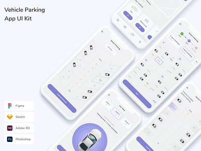 Vehicle Parking App UI Kit app car design finder gprs gps map motorcyle parking ui ui design ui kit ux vehicle