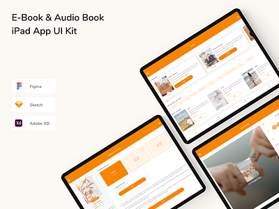 E-Book & Audio Book iPad App UI Kit app audio book book store design ebook ecommerce ui ui design ui kit ux