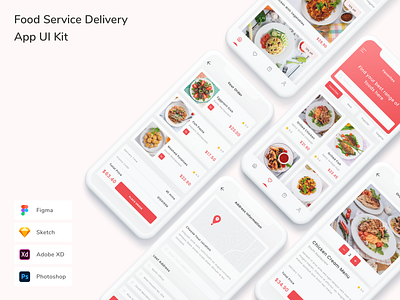 Food Service Delivery App UI Kit app delivery design food food delivery service ui ui design ui kit ux