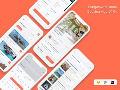 Bungalow & Room Booking App UI Kit app booking bungalow bungalow booking design hotel hotel booking room travel ui ui design ui kit ux