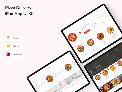 Pizza Delivery iPad App UI Kit app delivery design food food delivery order ordering pizza pizza delivery ui ui design ui kit ux