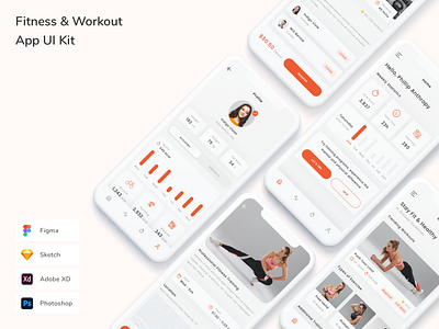 Fitness & Workout App UI Kit activity analytics app chart design fitness report sport tracker ui ui design ui kit ux workout