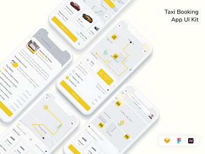 Taxi Booking App UI Kit app book booking design driver gprs gps map taxi tracking uber ui ui design ui kit ux