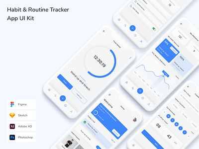 Habit & Routine Tracker App UI Kit app design habit helath routine tracker ui ui design ui kit ux