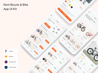 Rent Bicycle & Bike App UI Kit app bicycle bike book design gprs gps map rent rental taxi transportation ui ui design ui kit ux