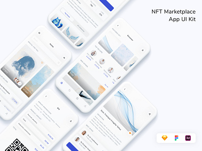 NFT Marketplace App UI Kit app bitcoin blockchain crypto currency design digital art marketplace nft platform token ui ui design ui kit ux