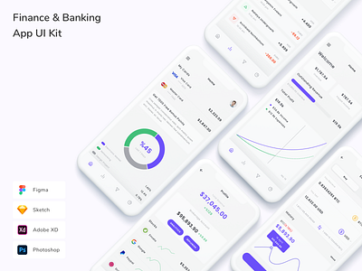 Finance & Banking App UI Kit app banking design finance fintech money transfer transaction ui ui design ui kit ux wallet