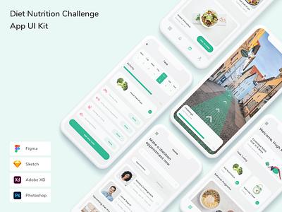 Diet Nutrition Challenge App UI Kit app design diet diet food health healthy life nutrition nutritionist ui ui design ui kit ux