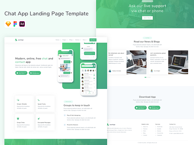 Chat App Landing Page Template app chat design landing landing page template ui ui design ui kit ux web