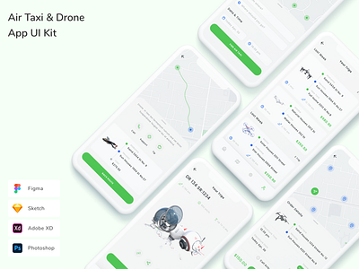 Air Taxi & Drone App UI Kit air air taxi app booking design drone gprs gps map taxi ui ui design ui kit ux