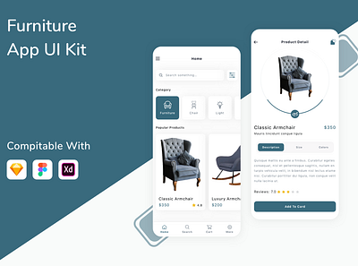 Furniture App UI Kit app design ecommerse furniture shop shopping store ui ui design ui kit ux