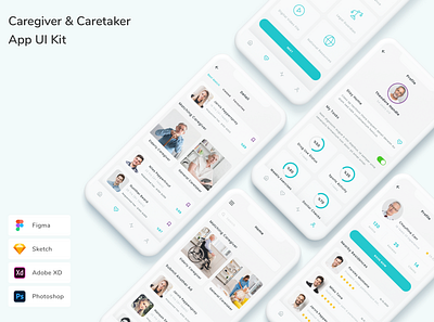 Caregiver & Caretaker App UI Kit app caregiver caretaker chart design mobile ui ui design ui kit ux