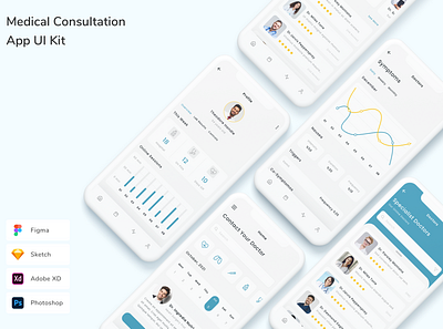 Medical Consultation App UI Kit app chart clinic consultation design doctor finder hospital medical medicine ui ui design ui kit ux