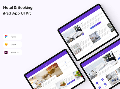 Hotel & Booking iPad App UI Kit app booking design hotel ipad reservation ui ui design ui kit ux