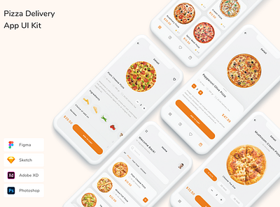 Pizza Delivery App UI Kit app delivery design food order ordering pizza ui ui design ui kit ux