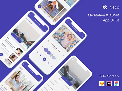 Neco - Meditation & ASMR App UI Kit affirmation app asmr design meditation mindfulness ui ui design ui kit ux yoga