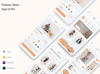 Fashion Store App UI Kit app design ecommerce fashion shop shopping store ui ui design ui kit ux