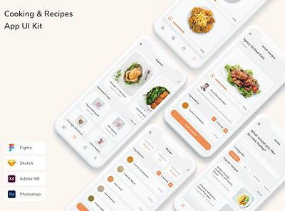 Cooking & Recipes App UI Kit app cooking delivery design food recipes ui ui design ui kit ux