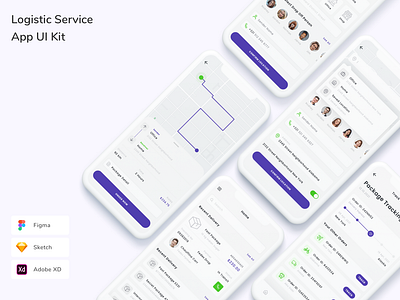 Logistic Service App UI Kit app delivery design gprs gps logistic map service ui ui design ui kit ux