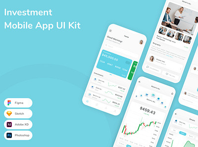 Investment Mobile App UI Kit app banking design finance fintech investment money ui ui design ui kit ux