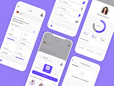 Language Learning Mobile App UI Kit app chart course design education language learn learning online course online education ui ui design ui kit ux