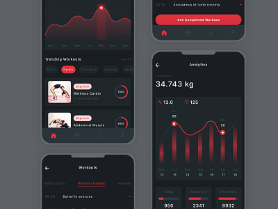 GYM & Workout Mobile App UI Kit app chart design fitness gym health sport ui ui design ui kit ux workout