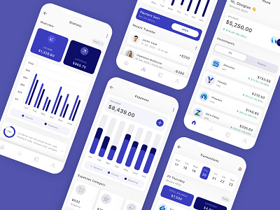 Financial & Banking Mobile App UI Kit app banking budget chart design finance financial fintech mobile payment transaction transfer ui ui design ui kit ux