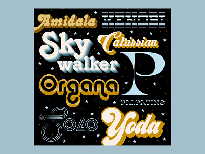 Star Wars Typography adobeillustrator amidala calrissian fun han solo kenobi palpatine skywalker star wars typography vector vector art yoda