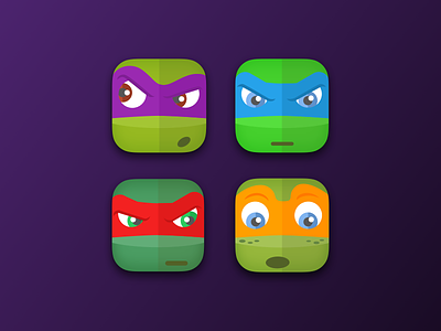 TMNT Icons app design green icon illustration ios iphone mobile ninja sketch tmnt turtle