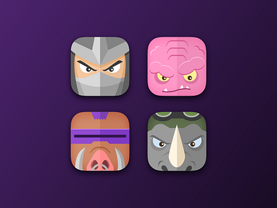 The Foot Clan icons app brain design hog icon illustration mobile ninja rhino sketch tmnt villain