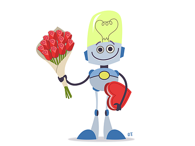 Valentine’s Robot heart illustration love robot