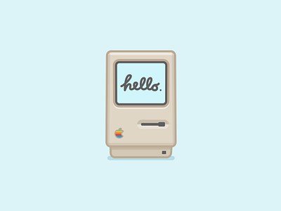 Hello World. apple classic icon illustration macintosh retro vector
