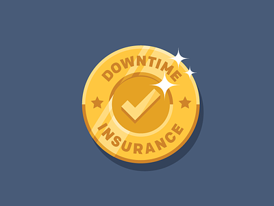 Downtime Insurance Seal achievement check coin gold icon insurance seal shine stars vector