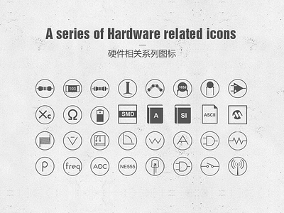 A series of hardware related icons