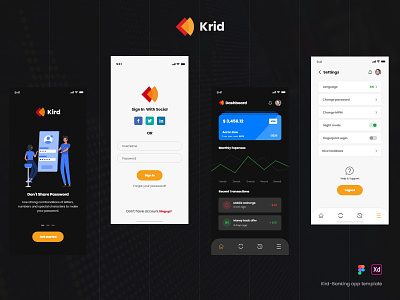 Kird - Banking app template app banking app flat login screen mobile apps mobile ui modern payment app ui design user interface wallet