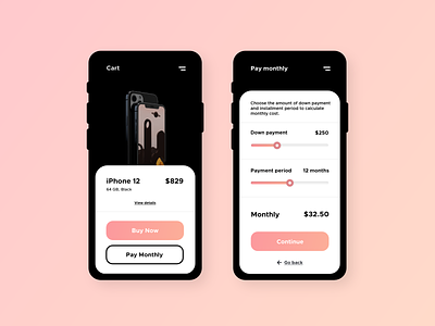 Payment calculator - Daily UI 004 banking calculator challenge checkout commerce cream daily ui day 4 installment iphone minimal month orange payment product shopping